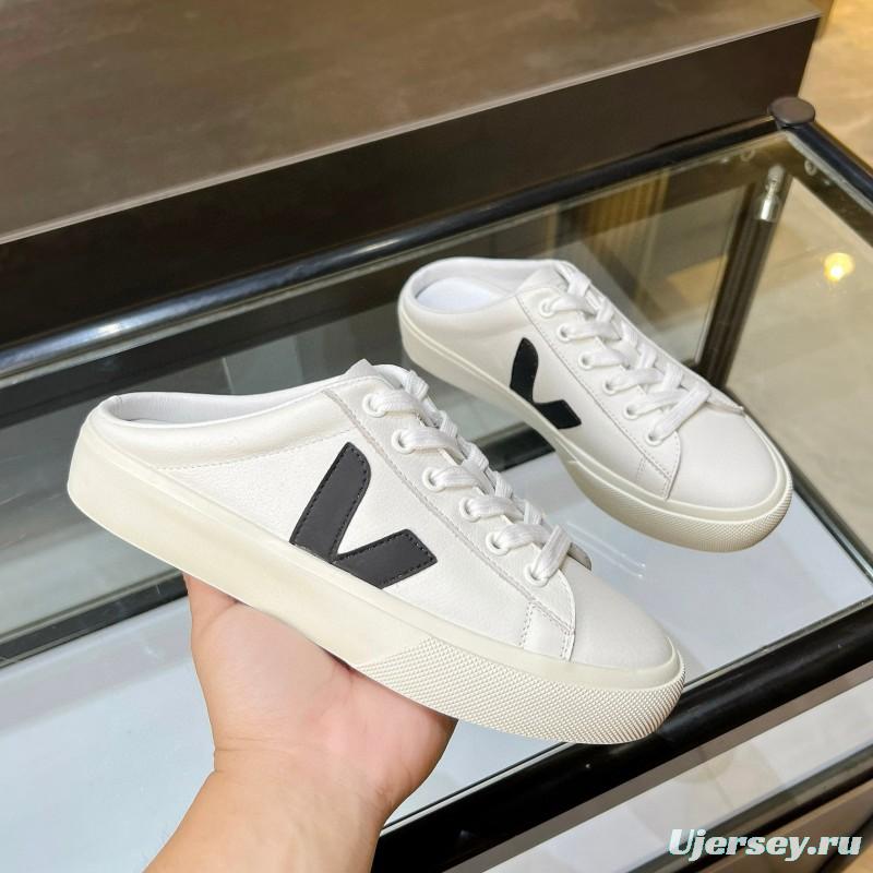 2025 Women VEJA White Black Canvas Leather Slip-On Sneaker MJ00240