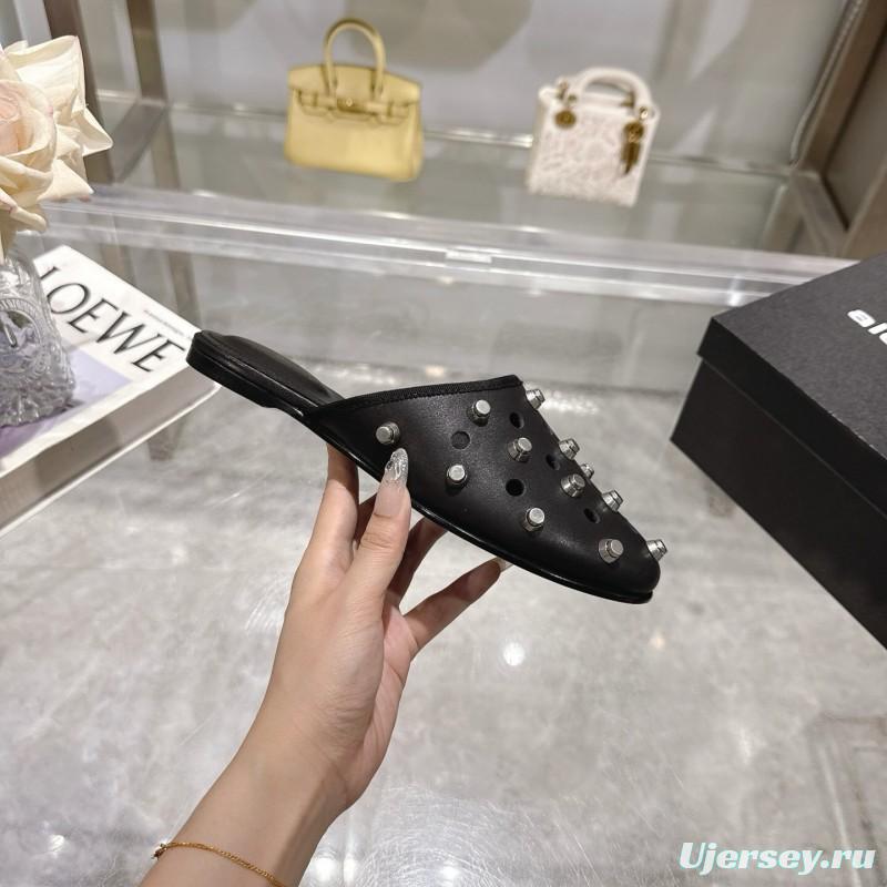 2025 Slippers Alexander Wang Black Leather Studded LY00310