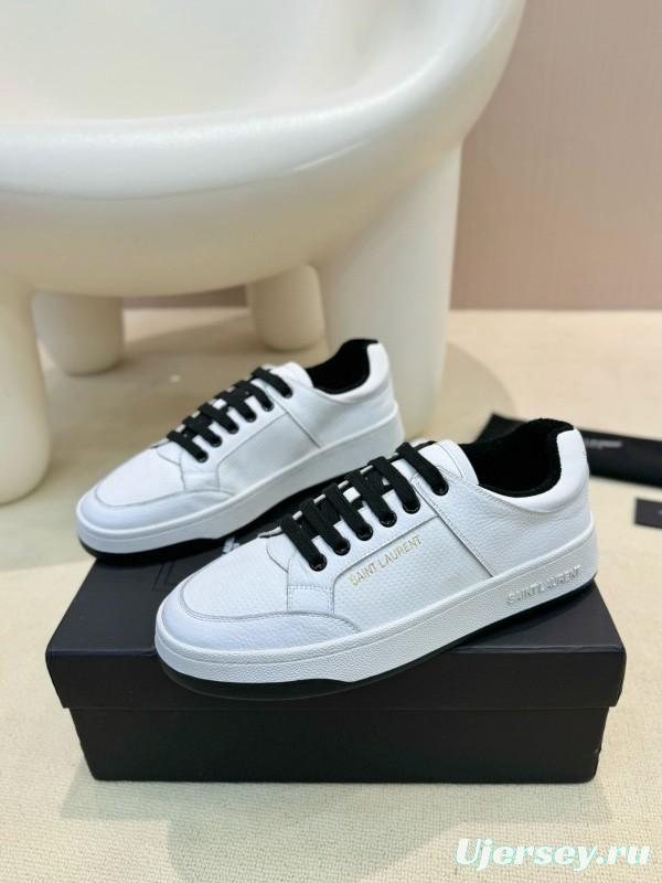 2024 Unisex Yves Saint Laurent White Black Leather Casual Shoes SL61 MJ00350