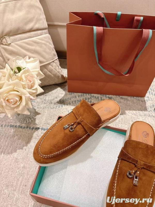 2025 Women LP Brown Suede Slippers LY00260