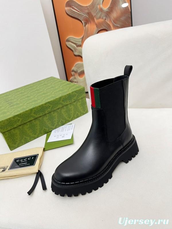 2024 Women Gucci Black Leather Boots MJ00340