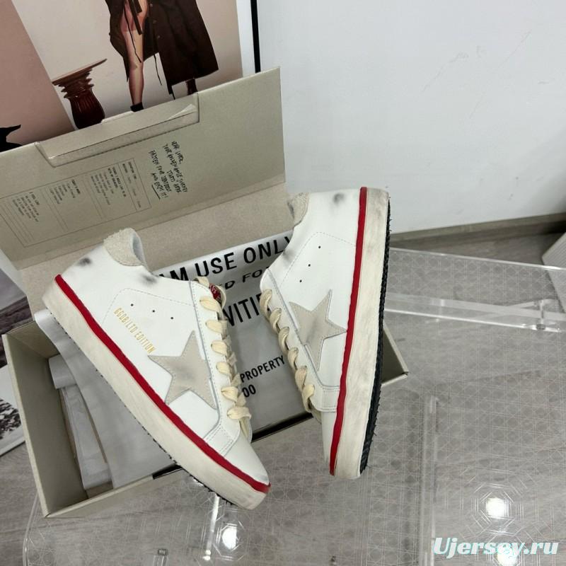 2025 Unisex GGDB White Red Original Leather Sneakers