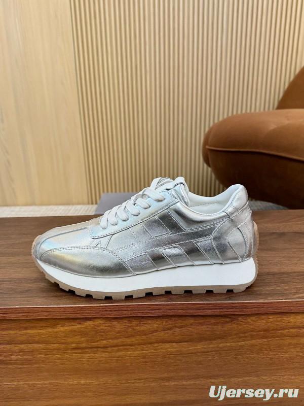 2025 Unisex HOGAN Silver Leather Sneakers