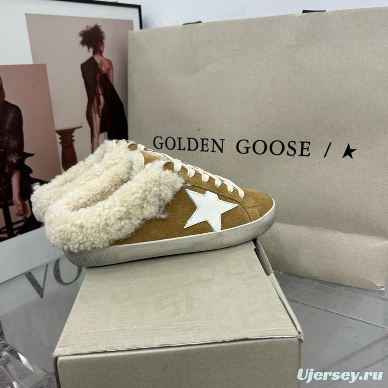 2025 Women GGDB Brown White Suede Shearling Sneakers