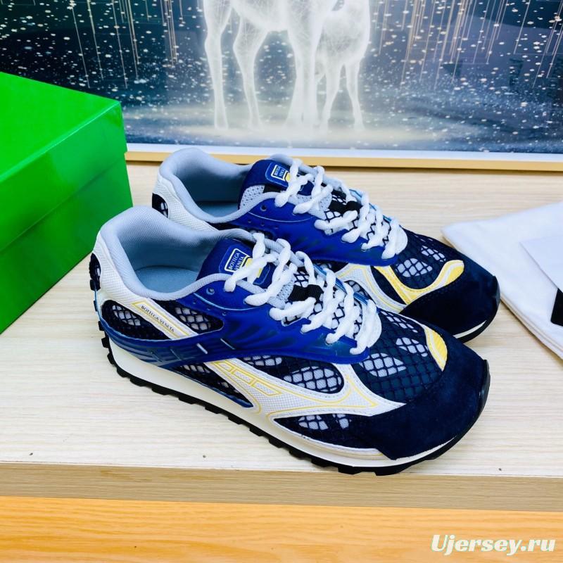 2025 Unisex Bottega Veneta Blue Yellow Black Mesh Sneakers LY00310