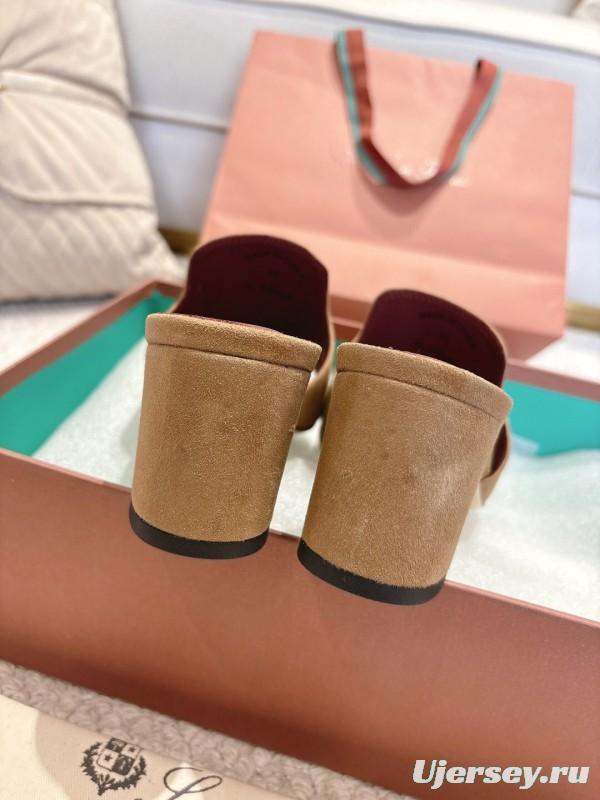 2025 Women LP Beige Suede Mule Sandals
