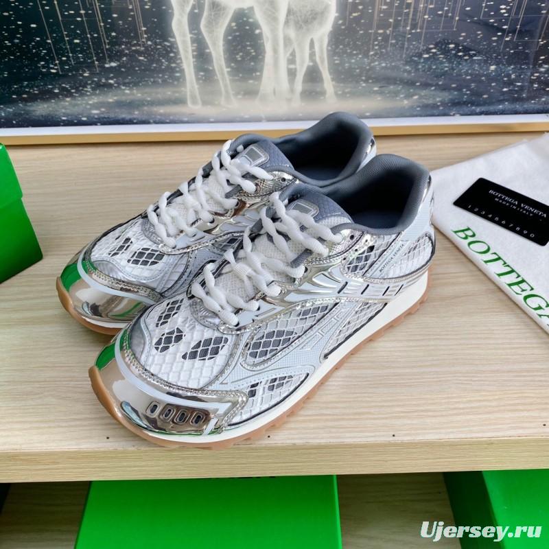 2025 Unisex Bottega Veneta Silver Mesh TPU Runner Sneakers Lightweight Geometric LY00310