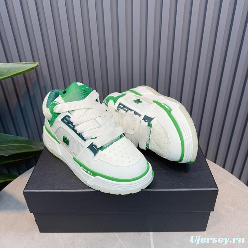 2024 Unisex Amiri White Green Leather Mesh Sneakers MJ00360