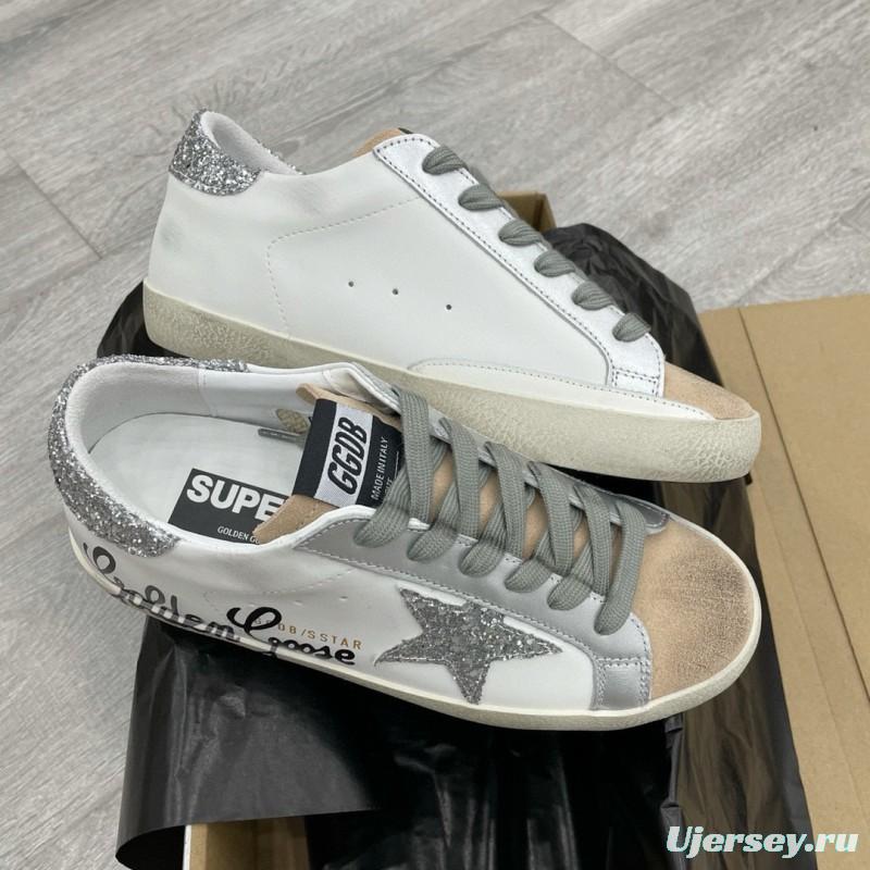 2025 Women GGDB White Silver Leather Suede Sneakers