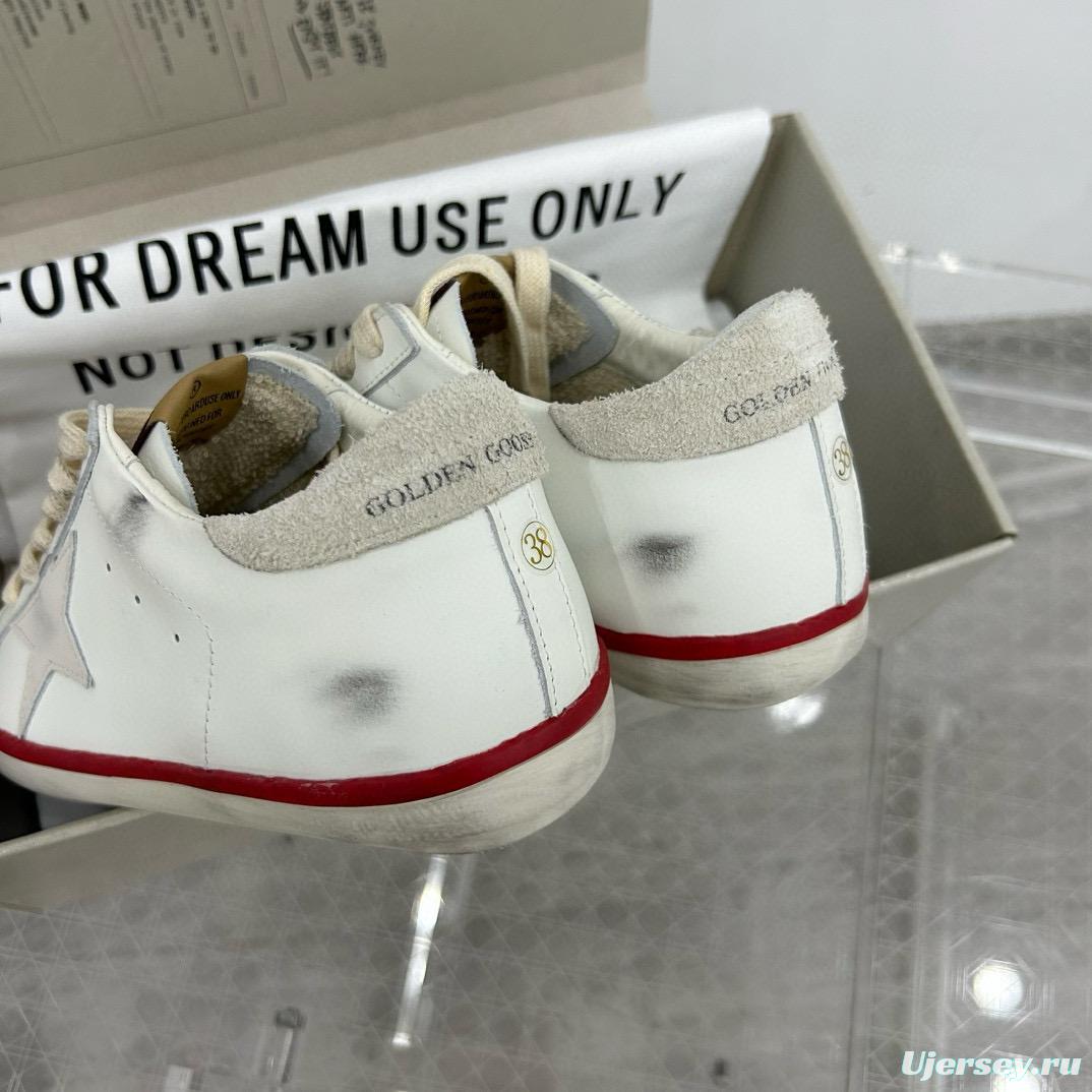 2025 Unisex GGDB White Red Original Leather Sneakers