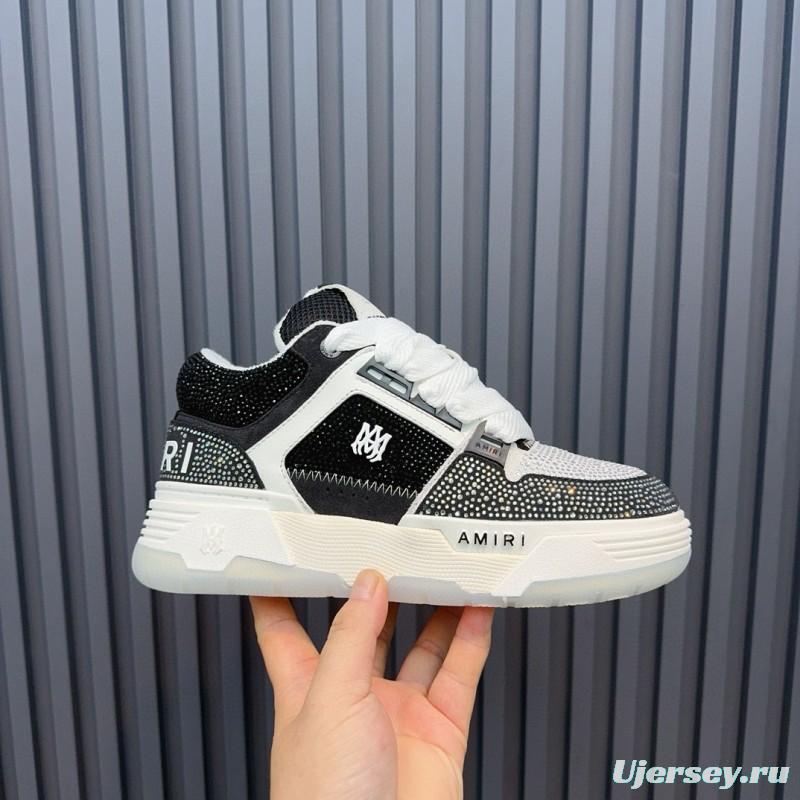 2024 Unisex Amiri Black White Mesh Leather Sneakers MJ00410