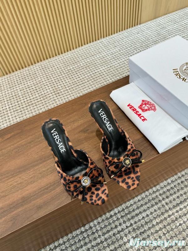 2025 Women VERSACE Leopard Print Calf Hair Heels LY00210