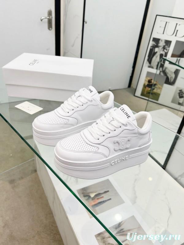 2025 Women CELINE White Leather Sneakers