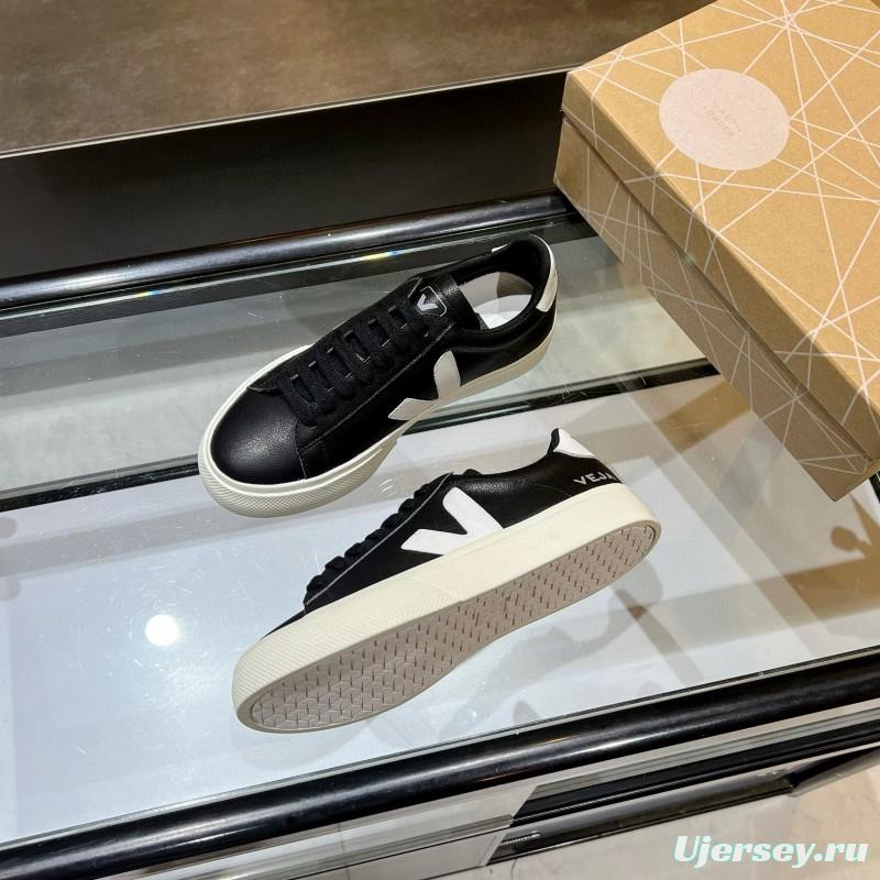 2025 Unisex VEJA Black White Leather Sneakers