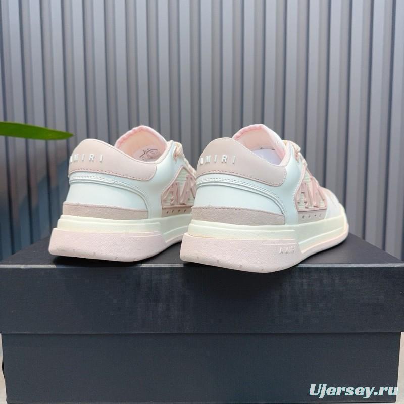 2025 Unisex Amiri White Pink Leather Sneakers MJ00360