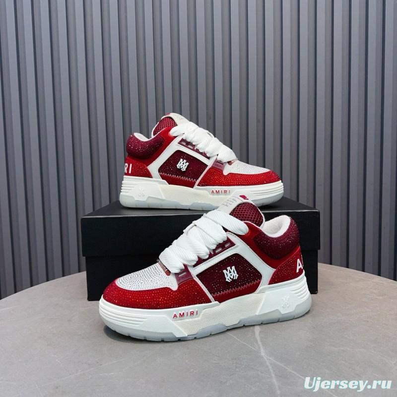2024 Unisex Amiri Red White Leather Mesh Sneakers MJ00410