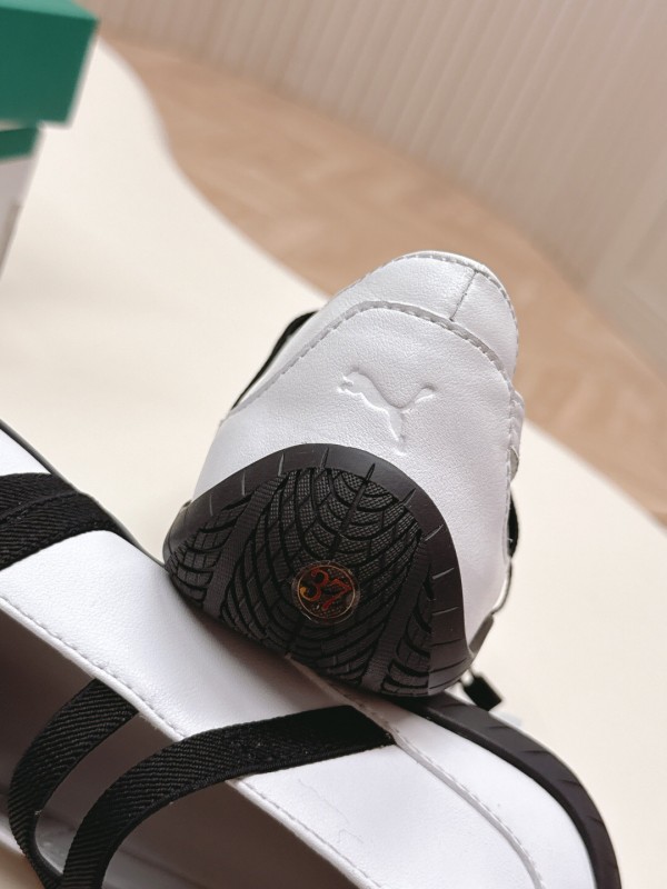 2025 Women Puma White Black Leather Ballet Flat LY