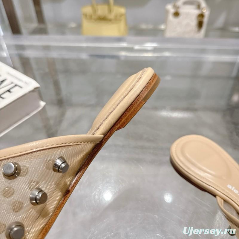 2025 Slippers Alexander Wang Beige Leather Studded LY00310