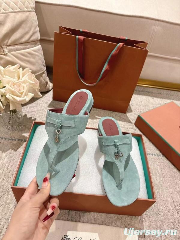 2025 Women Le Parmentier Mint Suede Slippers LY00250