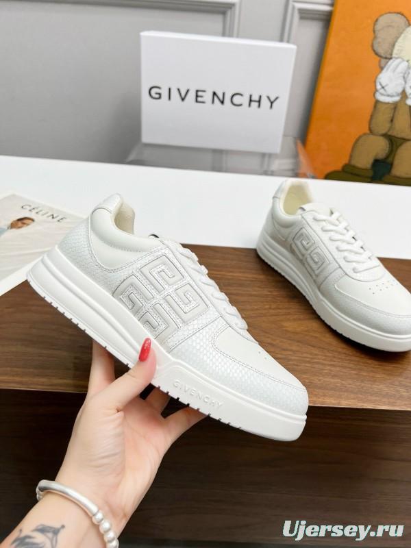 2024 Unisex Givenchy White Silk Calfskin Patent Leather Low Top Sneakers MJ00380