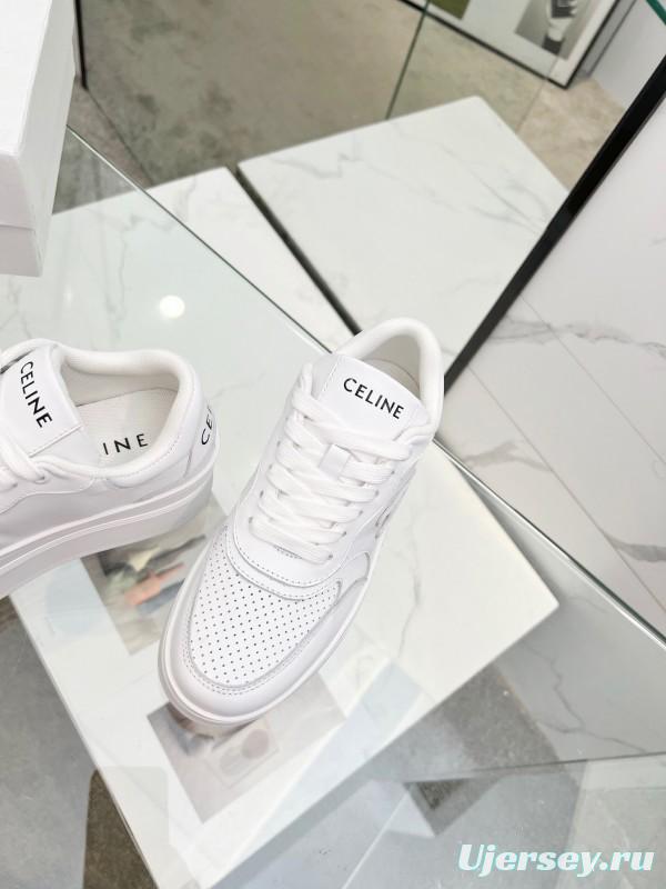 2025 Women CELINE White Leather Sneakers