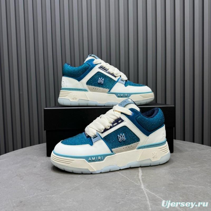 2024 Unisex Amiri Blue White Leather Mesh Sneakers MJ00410