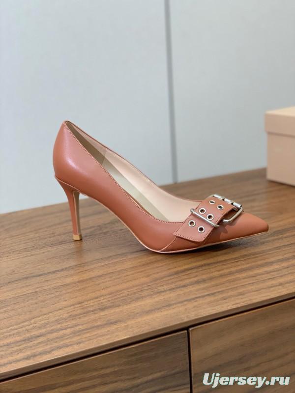 2025 Women Gianvito Rossi Brown Leather Heels KFY00300