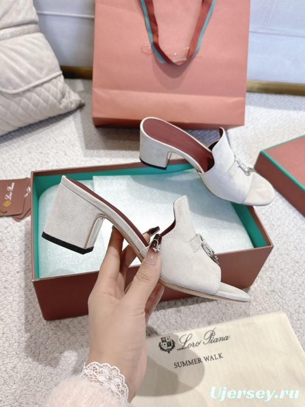 2025 Women Le Parmentier White Suede Heeled Shoes LY00360