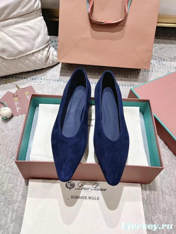 2025 Women LP Navy Suede Ballet Flats