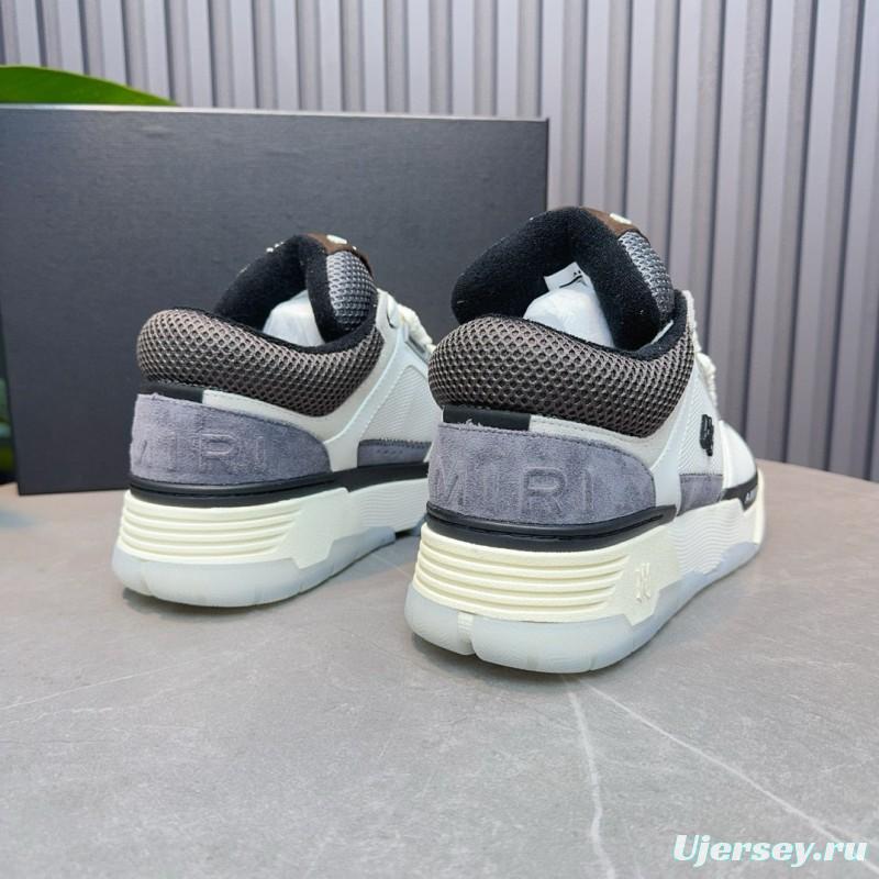 2024 Unisex Amiri White Grey Mesh Suede Sneakers MJ00360