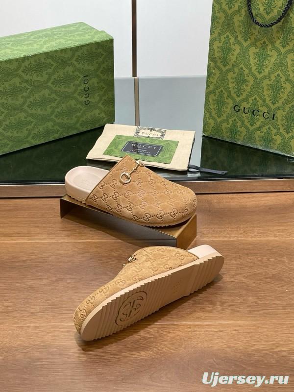 2024 Slippers Gucci Beige Suede Slippers MJ00280