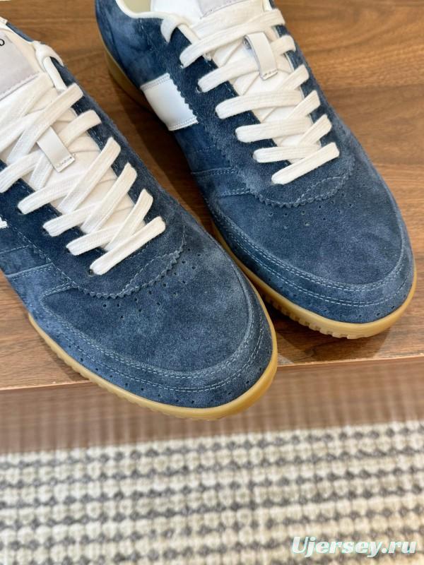 2025 Men TOM FORD Blue White Suede Sneakers LY00360