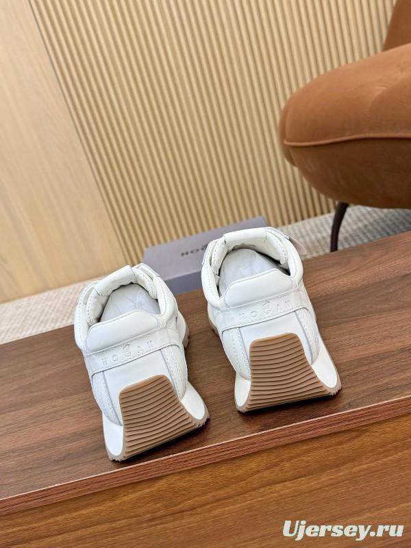 2025 Unisex HOGAN White Leather Suede Sneakers H671