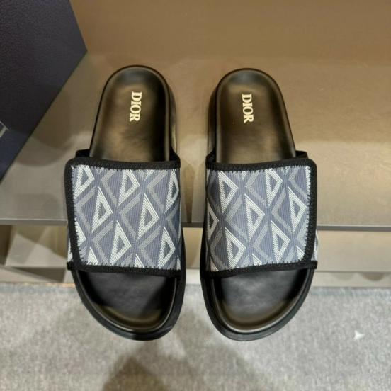 2024 Dior Black Gray Canvas Slippers MJ00180