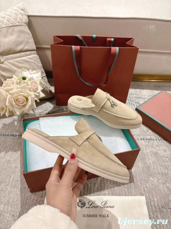 2025 Slippers Loro Piana Beige Suede Slippers