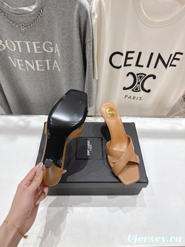 2025 Women Yves Saint Laurent Beige Leather High Heels