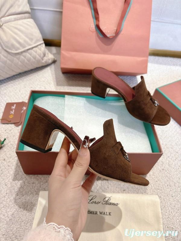 2025 Women LP Brown Suede Mules