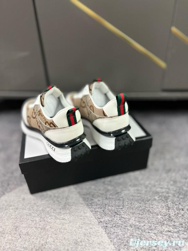 2024 Men Gucci Beige White Canvas Leather Casual Shoes MJ00260