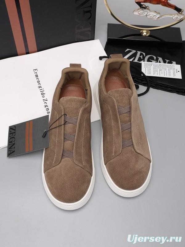 2024 Men Ermenegildo Zegna Brown Suede Sneakers MJ00240