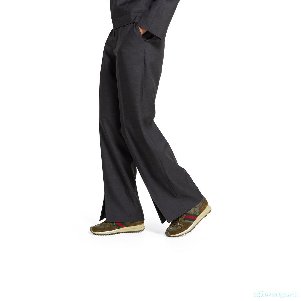 2025 Women Gucci Khaki Green Red Suede Mesh Sneakers LY00340