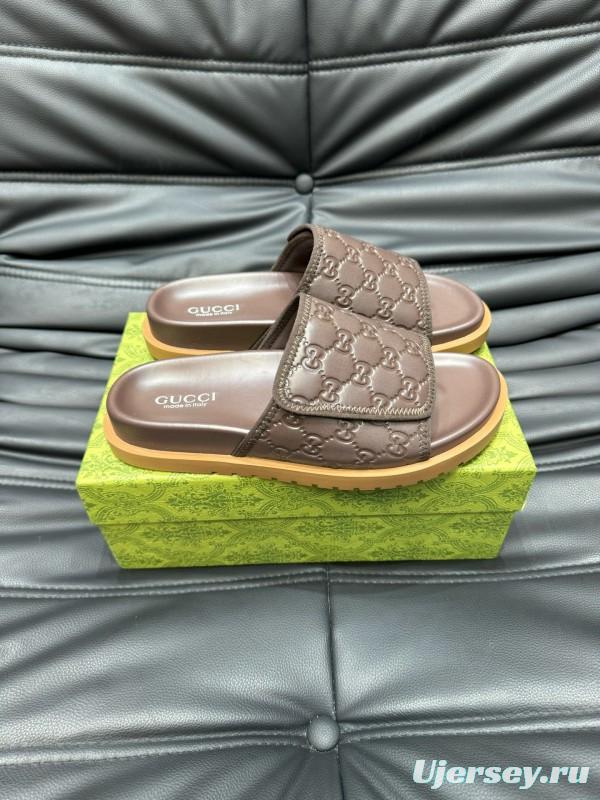 2024 Slippers Gucci Brown Leather Slippers MJ00200