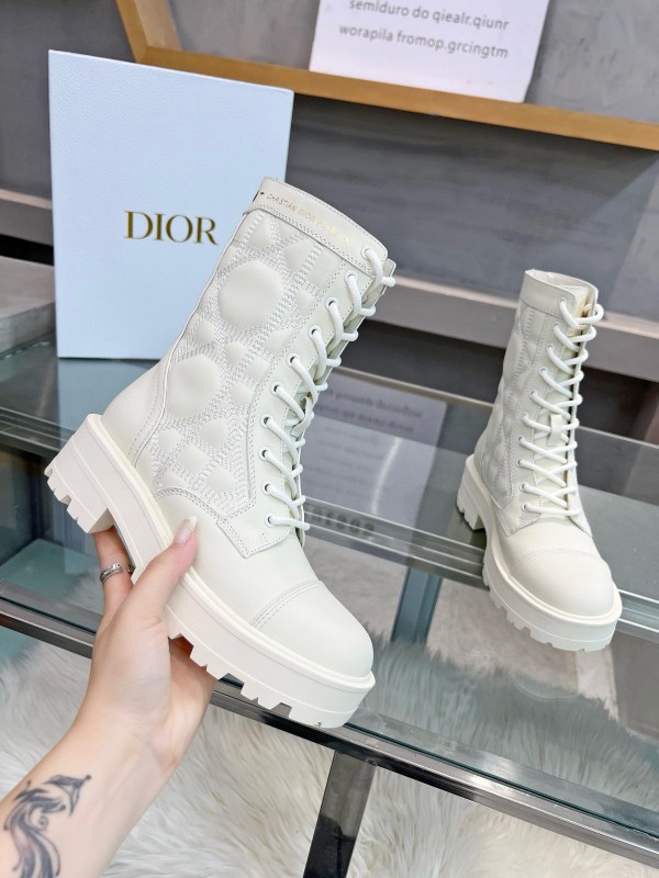 2024 Women Dior white leather boots MJ00430