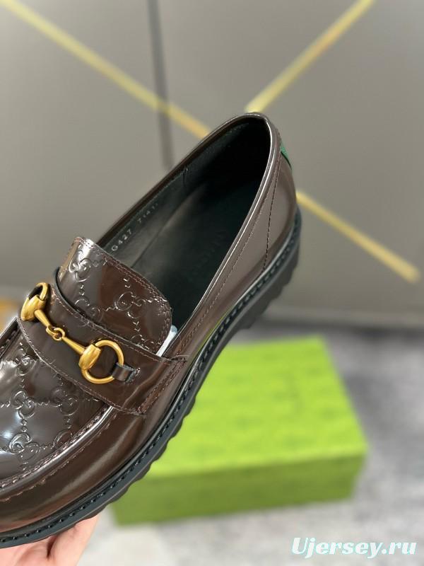 2024 Women Gucci Black Calf Leather Loafers MJ00300