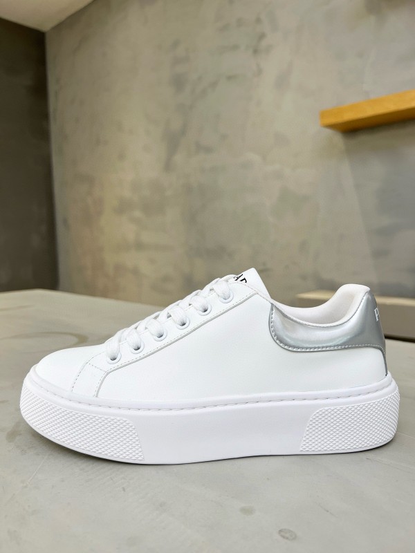 2024 Unisex Prada White Silver Leather Sneakers MJ00310