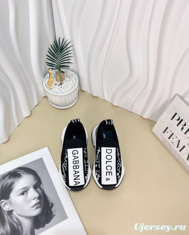 2024 Kids Dolce & Gabbana Red Black White Nylon Sneaker