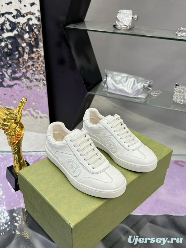 2024 Unisex Gucci White Leather Suede Sneakers MJ00310
