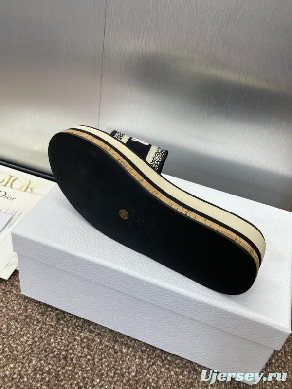2025 Slippers Dior Black Fabric Slippers CD Logo KFY00280