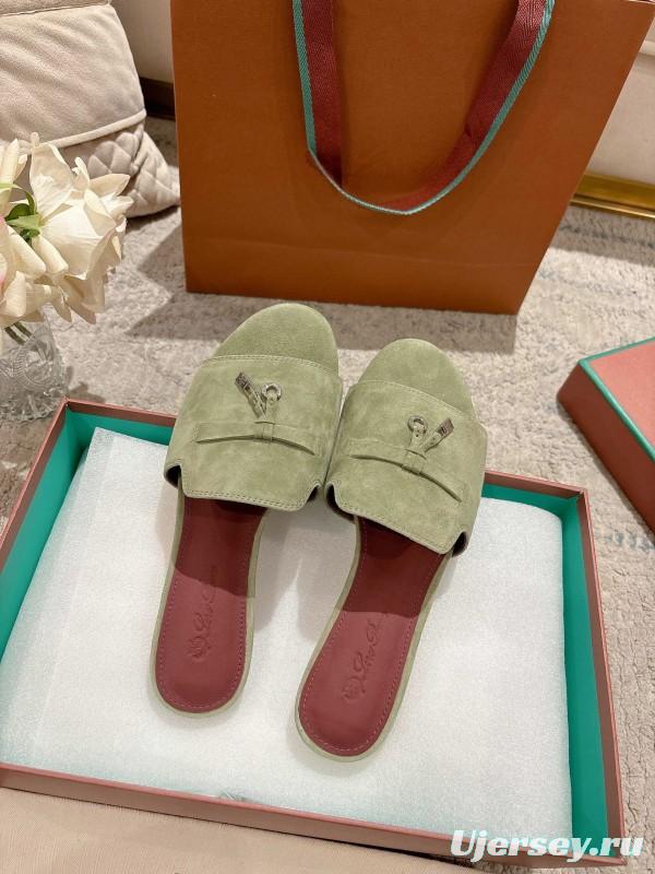 2025 Slippers LP Light Green Suede Slippers