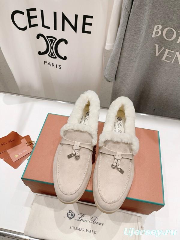 2024 Unisex Le Parmentier Beige Suede Sheepskin Loafers MJ00300
