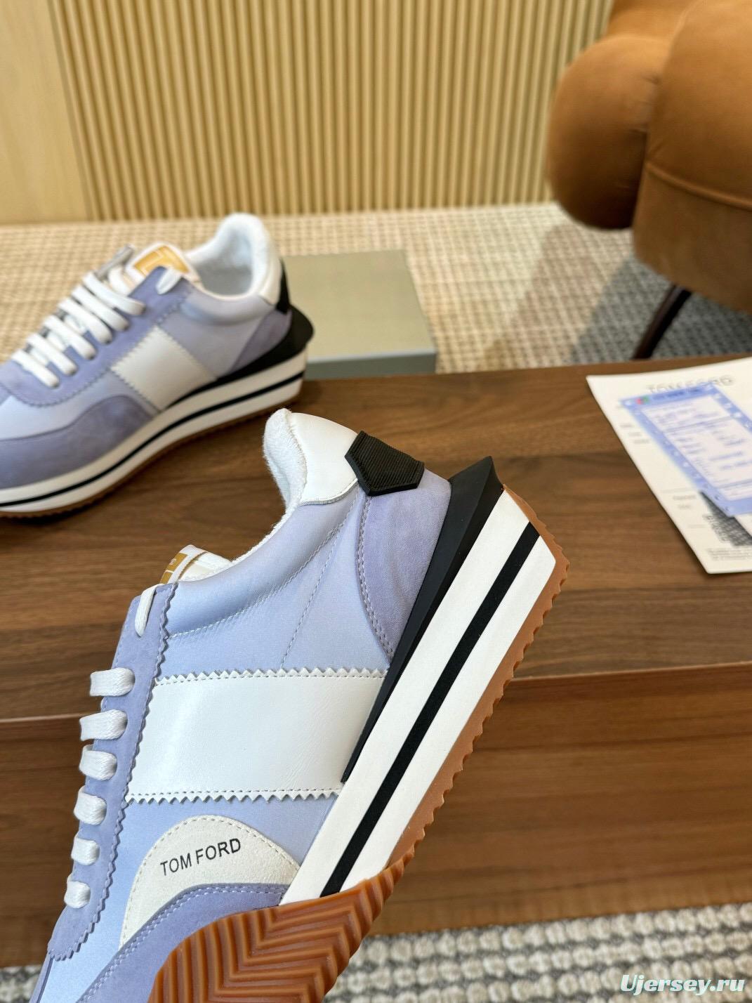 2025 Unisex TOM FORD Blue White Black Leather Suede Sneakers LY00360(LY00370)